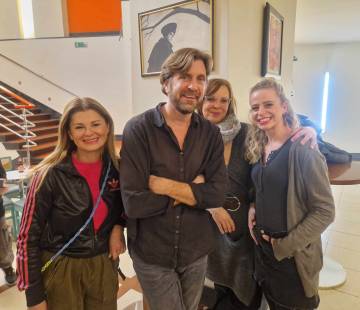 Ruben Östlund és Daniel Brühl az előadáson